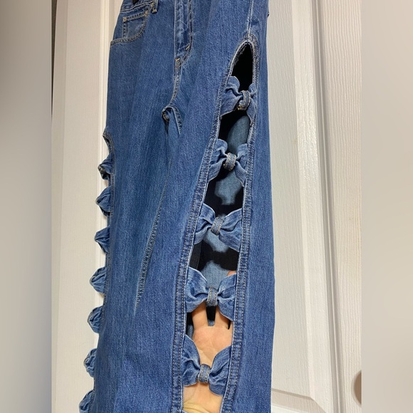Levi’s Limited Edition Rare Mom Side Bow High Waist Blue Denim Jeans Size 28 - Picture 7 of 16